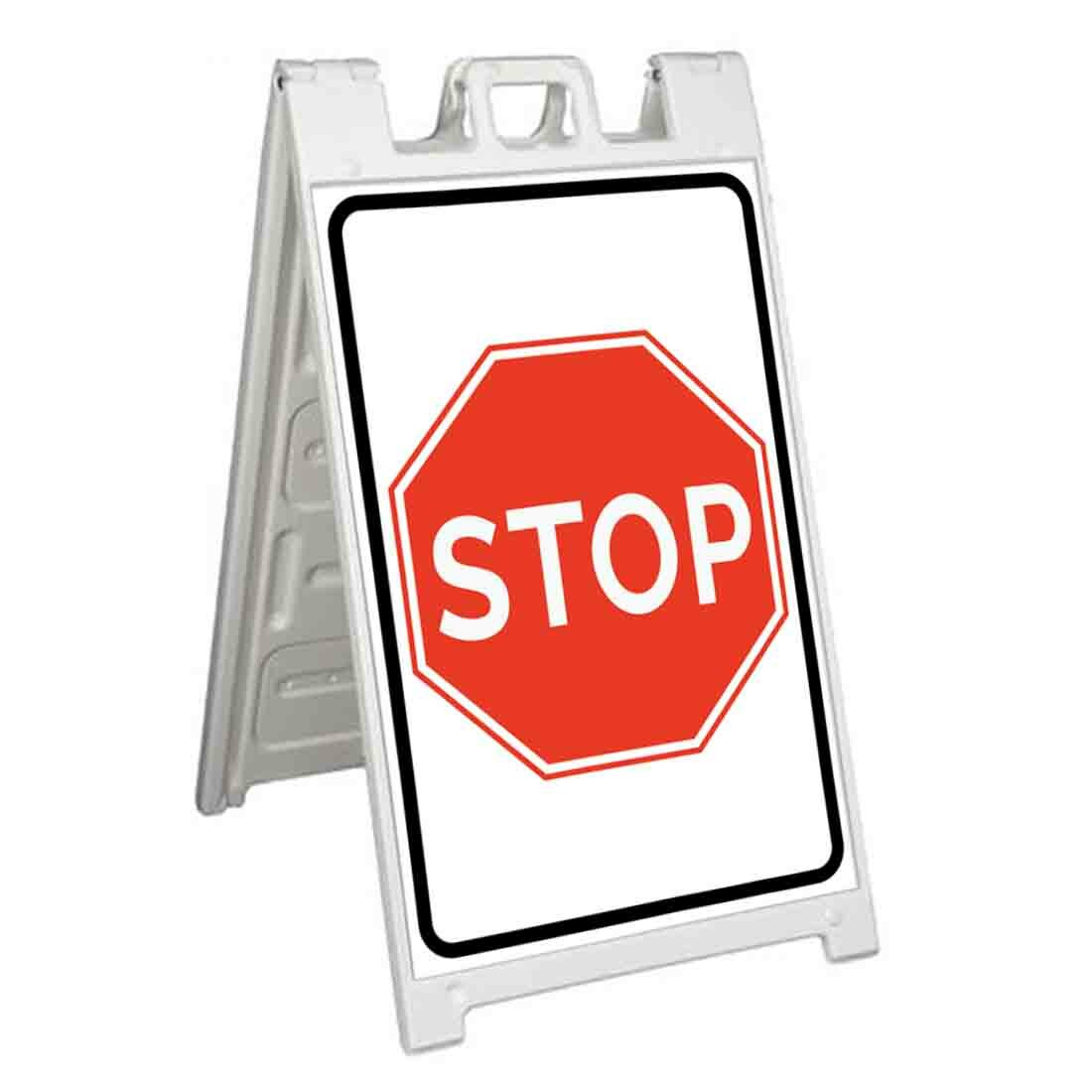 STOP SIGN Signicade 24×36 Aframe Sidewalk Sign Banner Decal ROAD WARNING
