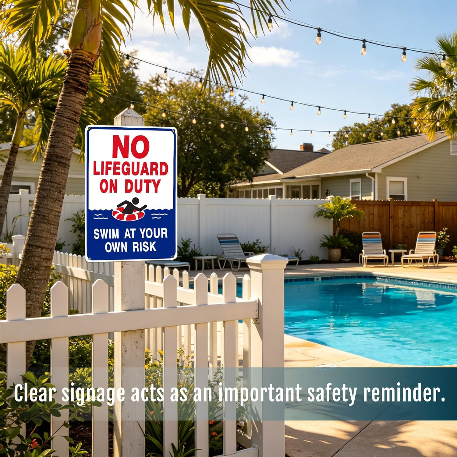 8X12 Aluminum “No Lifeguard on Duty” Sign – Swim at Your Own Risk Safety Warning