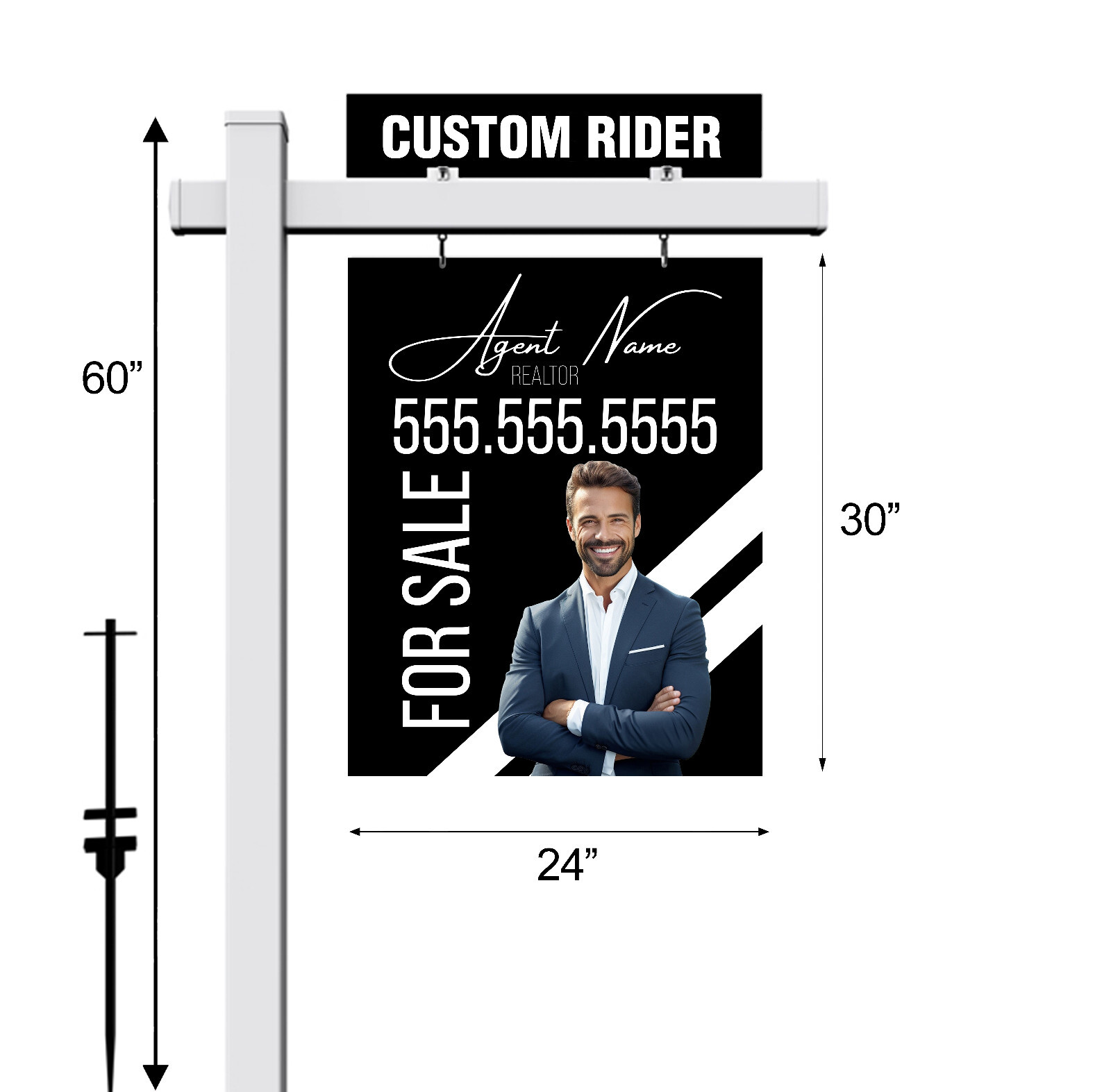 Real Estate Sign, Vinyl PVC Real Estate Sign Post White 5′ , exp For Sale Sign