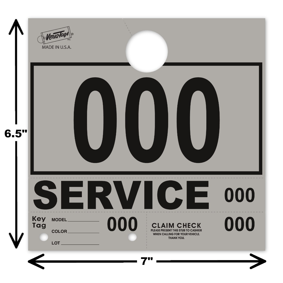 Gray Service Department Hang Tags Window Tag 1000 Per Box