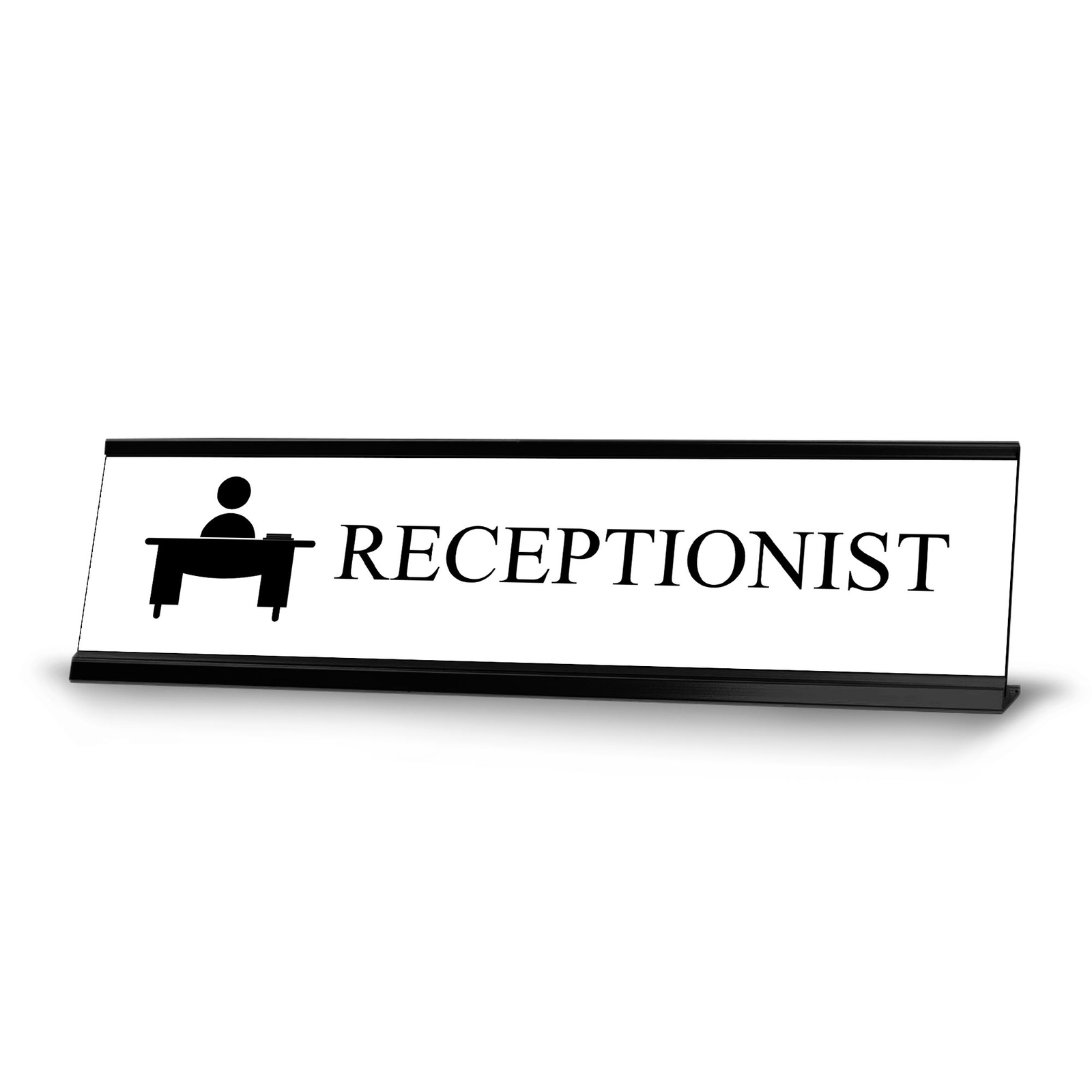 Receptionist, Black Frame, Desk Sign (2×8”)