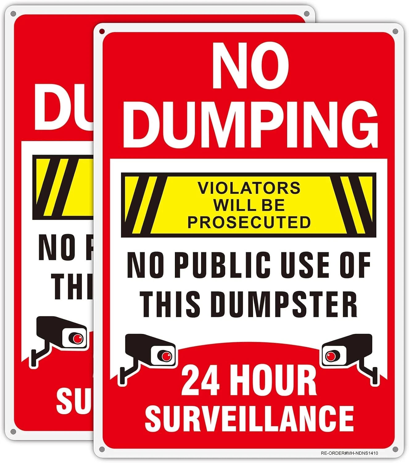 No Dumping Signs-2 Pack, 14X10Inch Aluminum No Public Use of Dumpster Sign, No I