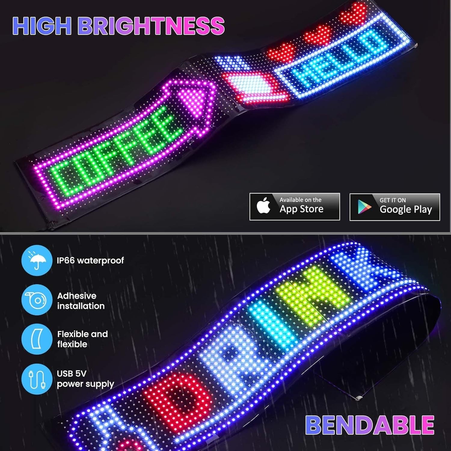 Waterproof LED Sign, 35.5”x7.6” Flexible Eye Lamp for Indoor/Outdoor Use