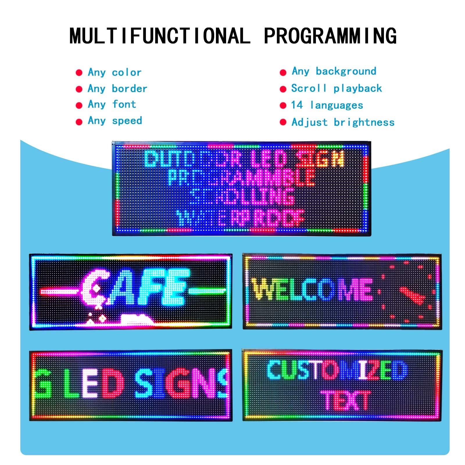 P10 Digital Scrolling Led Sign Board Programmable, Open Neon Signs, 39”x14”