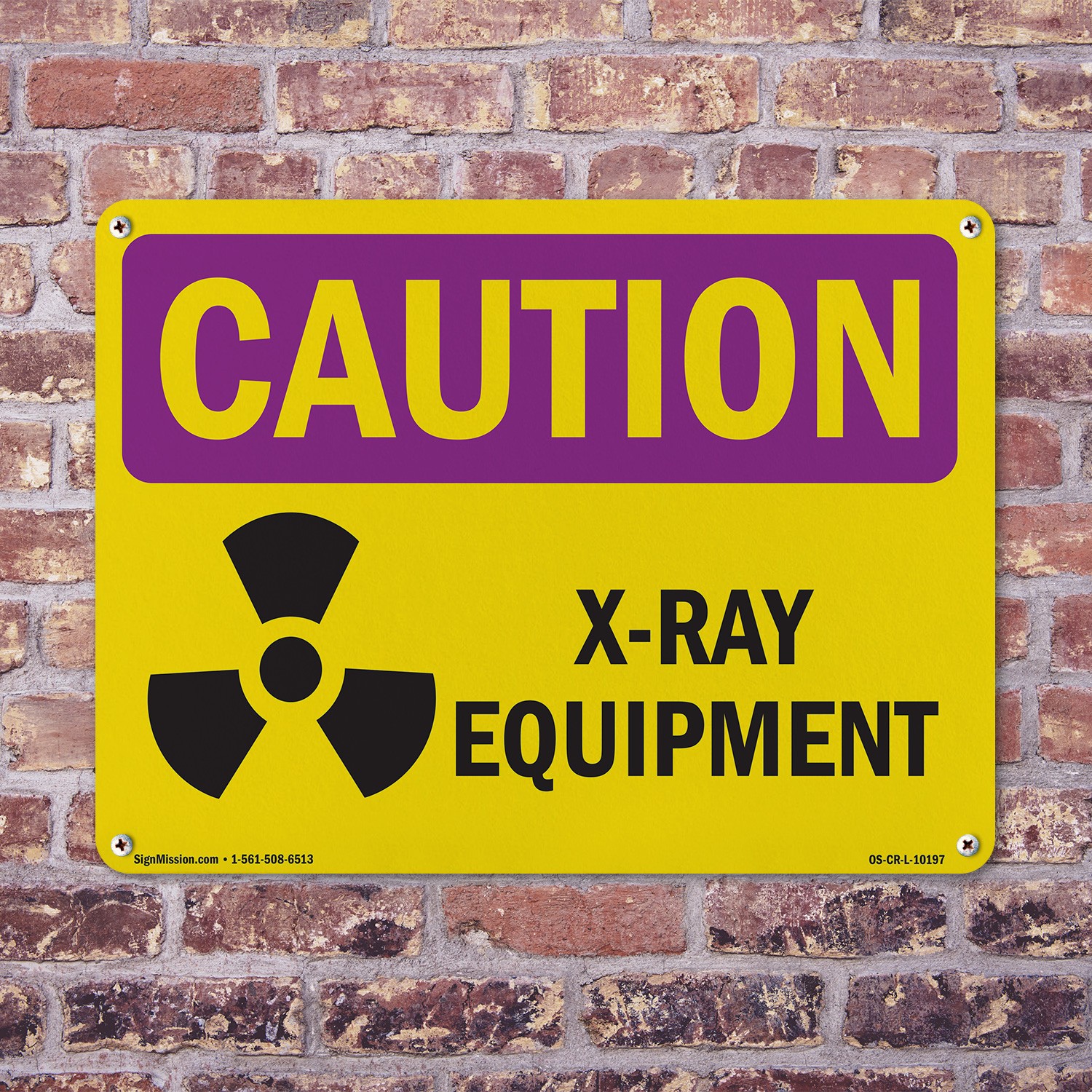 X-Ray Equipment OSHA Caution Radiation Sign Metal, Plastic, Decal 5 or 10 Pack