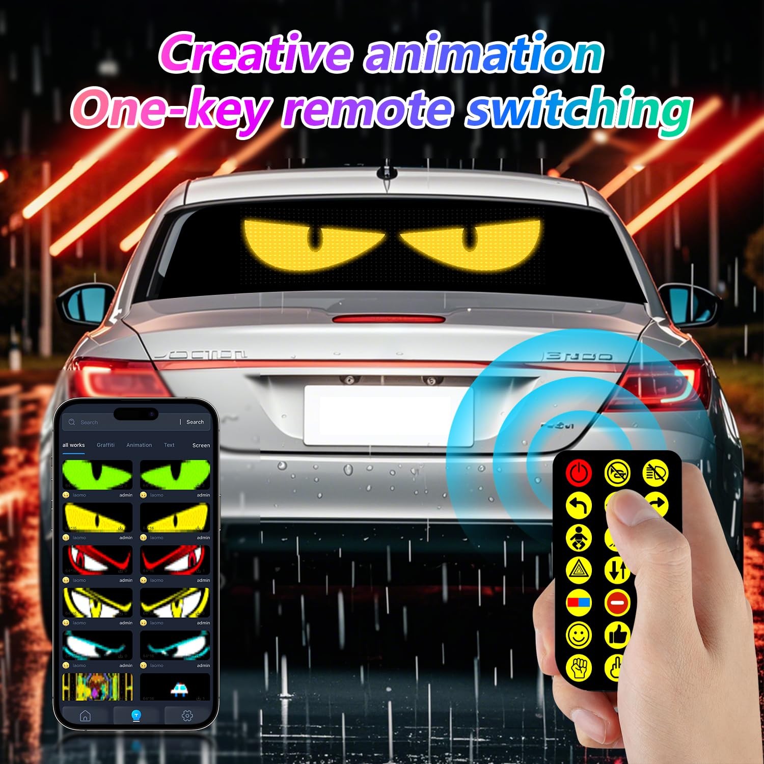 LED Sign, 28”x5”Huge Bright Pre-Made Animations & Text Programmable Led Car…