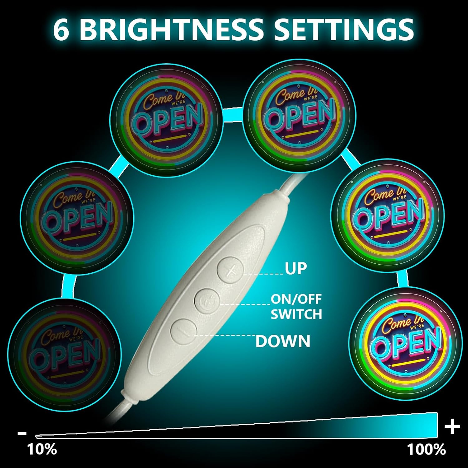 Neon Open Sign for Business, 13 * 13” Colorful Adjustable Brightness Come in We