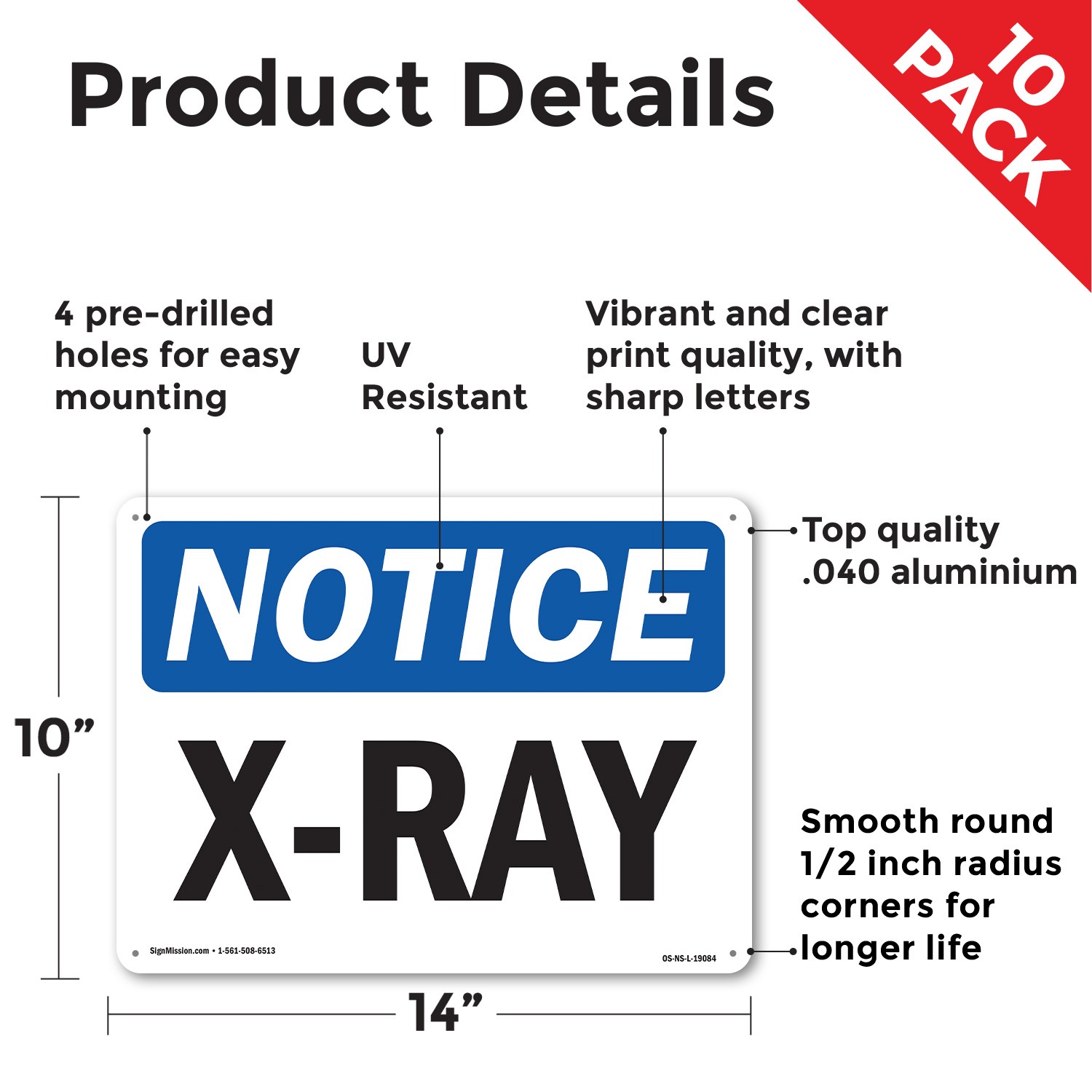 X-Ray OSHA Notice Sign Metal, Plastic, Or Decal – 5 or 10 Pack