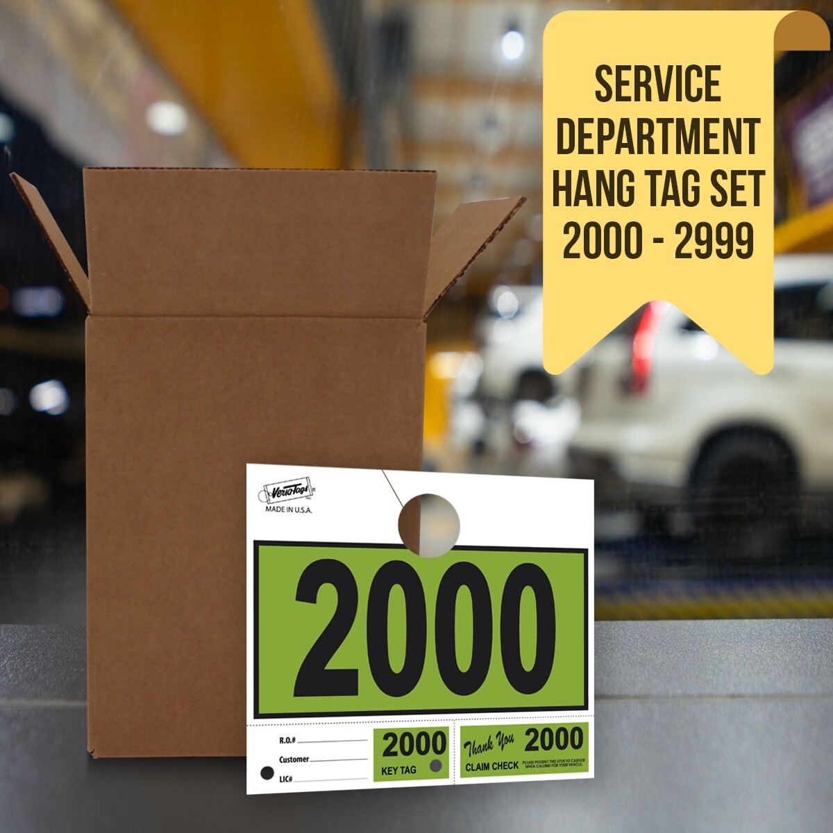 1000 Car Dealer Service Hang Tags Mechanic Repair Shop 3 Piece System LITE Green