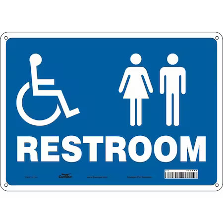 Condor 473Y48 Restroom, 14 In W X 10 In H, Horizontal Rectangle, Aluminum,