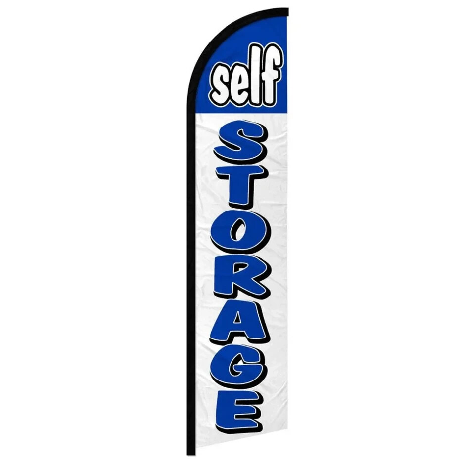 Self Storage (BL/WH) Windless Full Sleeve Advertising Storage Unit Banner Flag