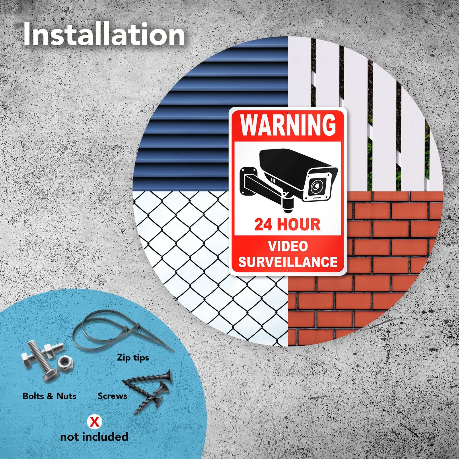 2 PC Video Surveillance Sign, 7×10 Aluminum Warning 24 Hour Security Camera S…