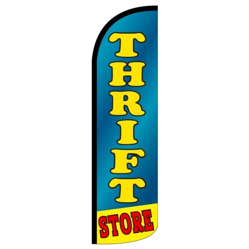 Thrift Store Swooper Flag Only Windless 3′ Wide Sign Banner Blue Yellow