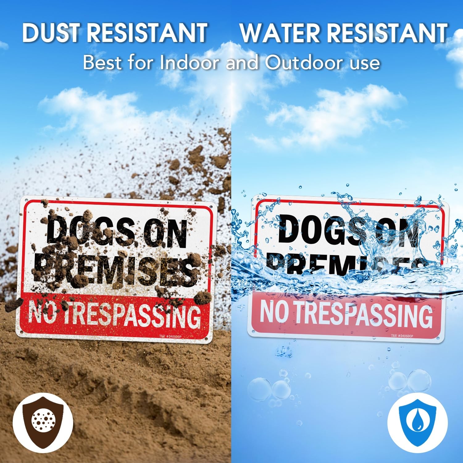 2 Pack Dogs On Premises Sign, No Trespassing Sign, 10 x 7 Inches .040 Aluminum R