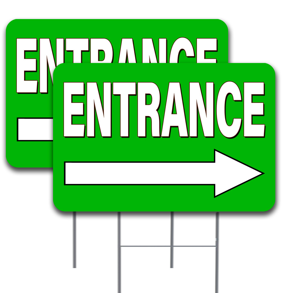 ENTRANCE Arrow 2 Pack Double-Sided Yard Sign 16″ x 24″ with Metal Stakes (Made i