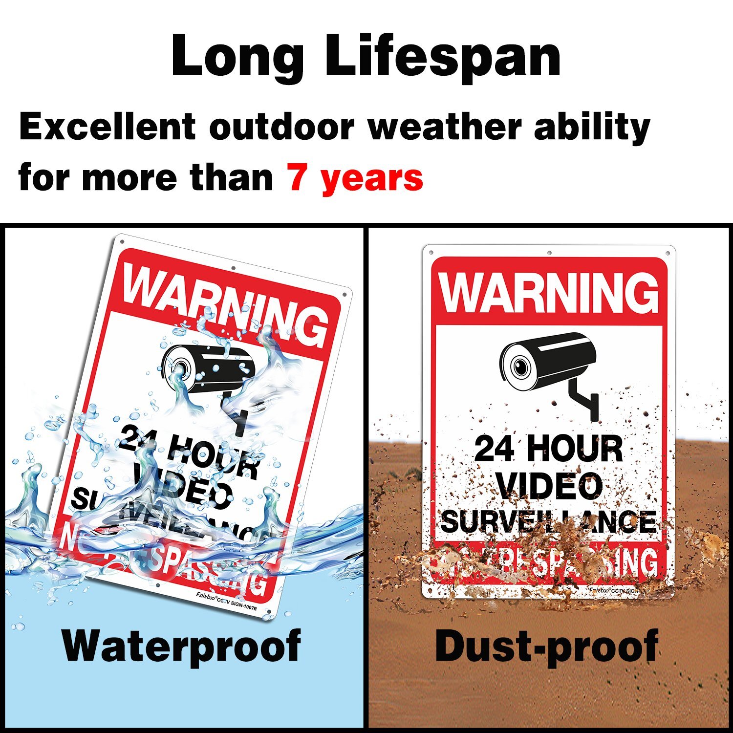 4-Pack Video Surveillance Sign, No Trespassing Metal Reflective Warning Sign