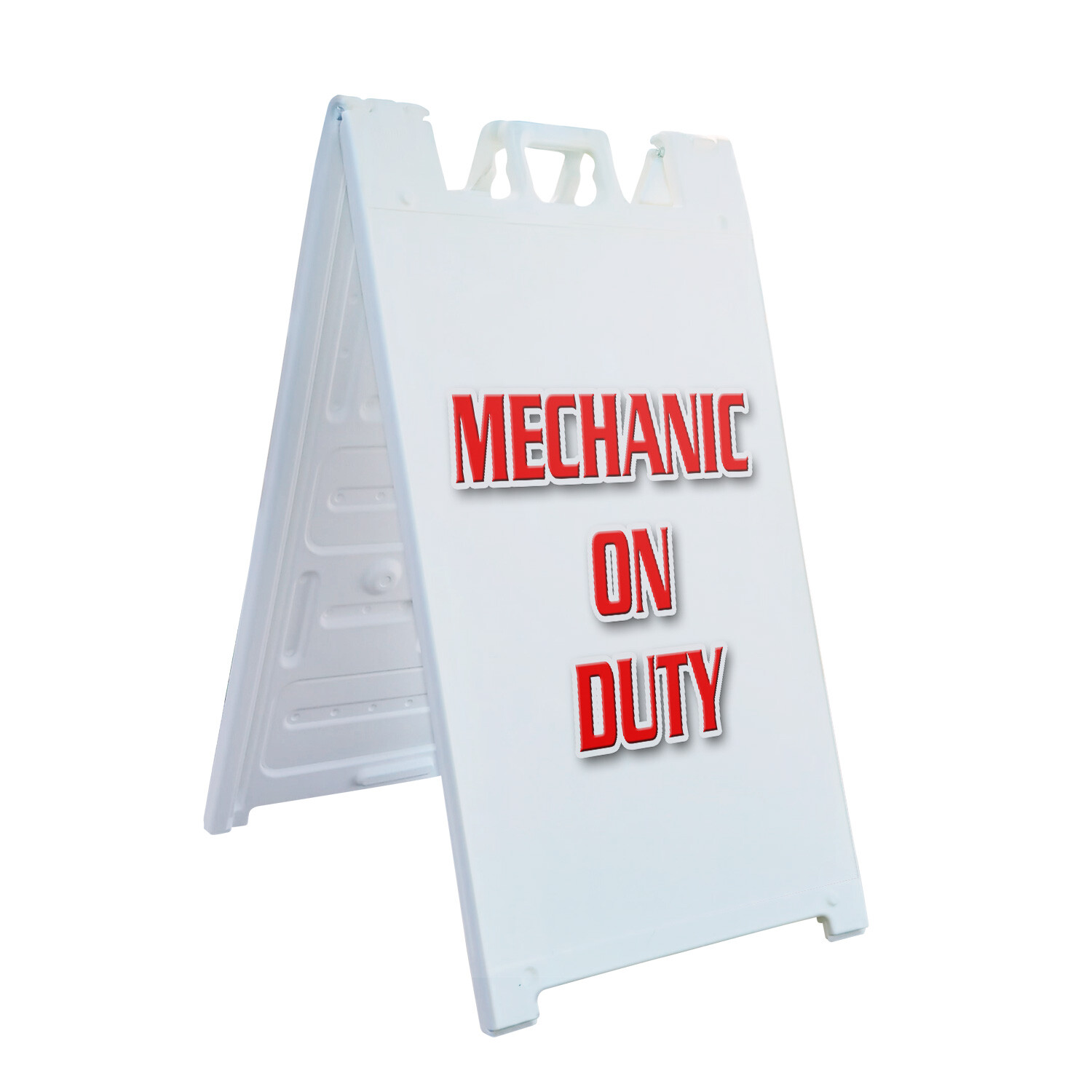 A-frame Sidewalk Mechanic On Duty 24″ x 36″ Double Sided A-Frame Sidewalk Sign