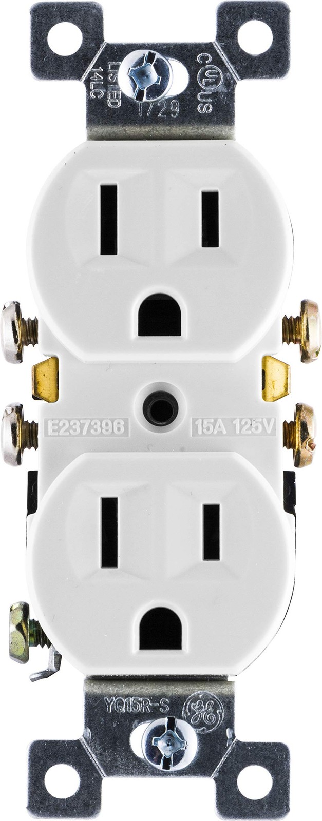 GE Duplex Wall Outlet, 2 Grounded Outlets, White, 1 Pack | Pressure Lock Term…