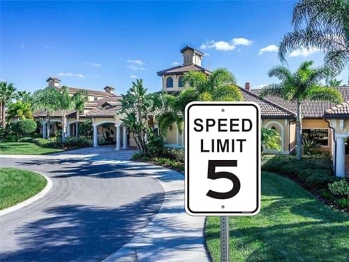 Speed Limit 5 MPH Sign 2 Pack, 12 x 18 inches Slow Down Sign Reflective 40Mil…
