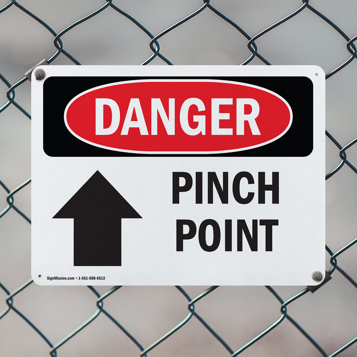 (2 Pack) Pinch Point OSHA Danger Sign Decal Metal Plastic