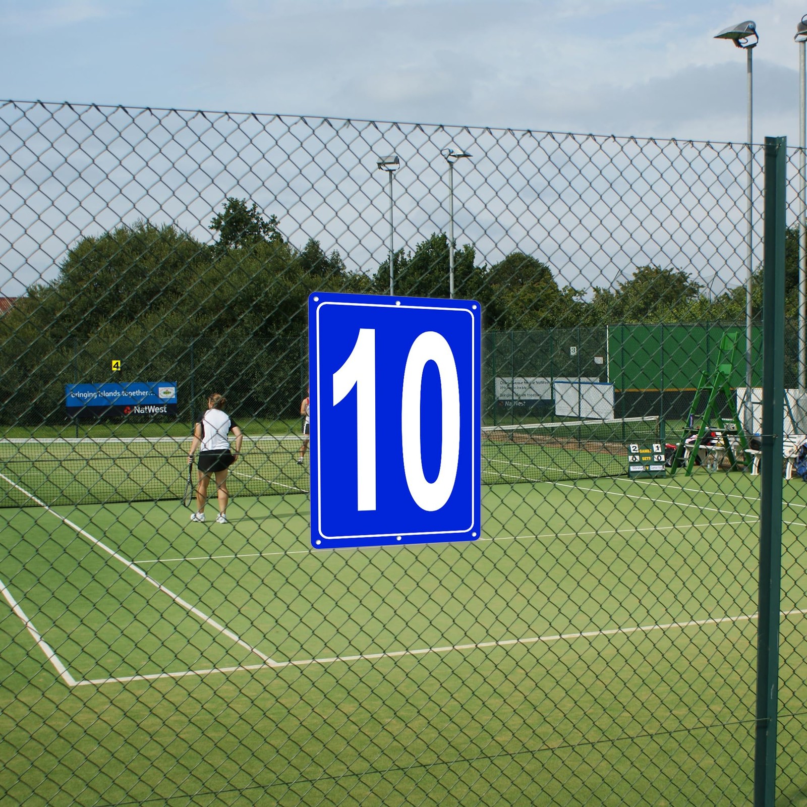 Numbered Sign 10, Aluminum Number Signs for Tennis Court, 12×8 inches Signage…