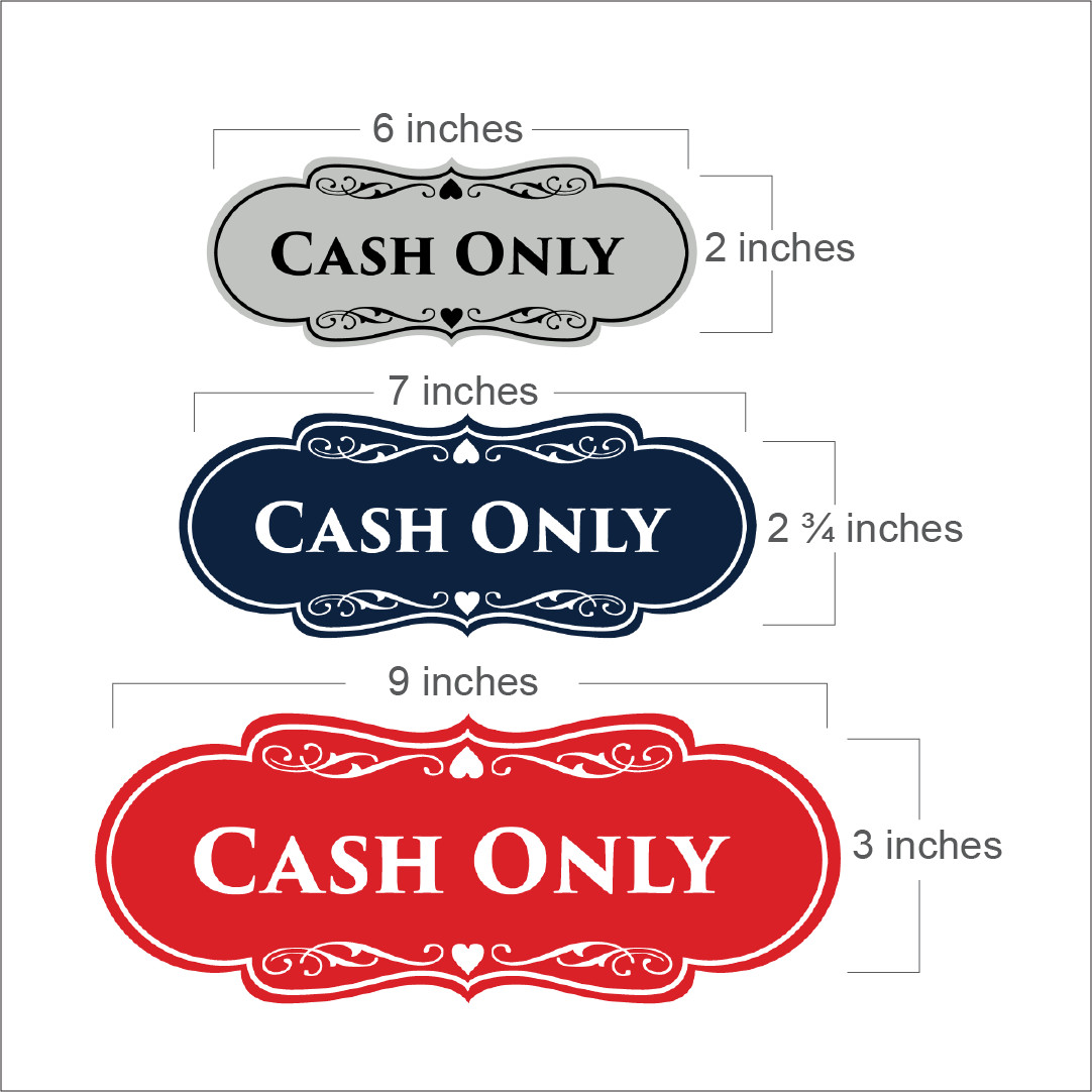 Designer Cash Only Wall or Door Sign