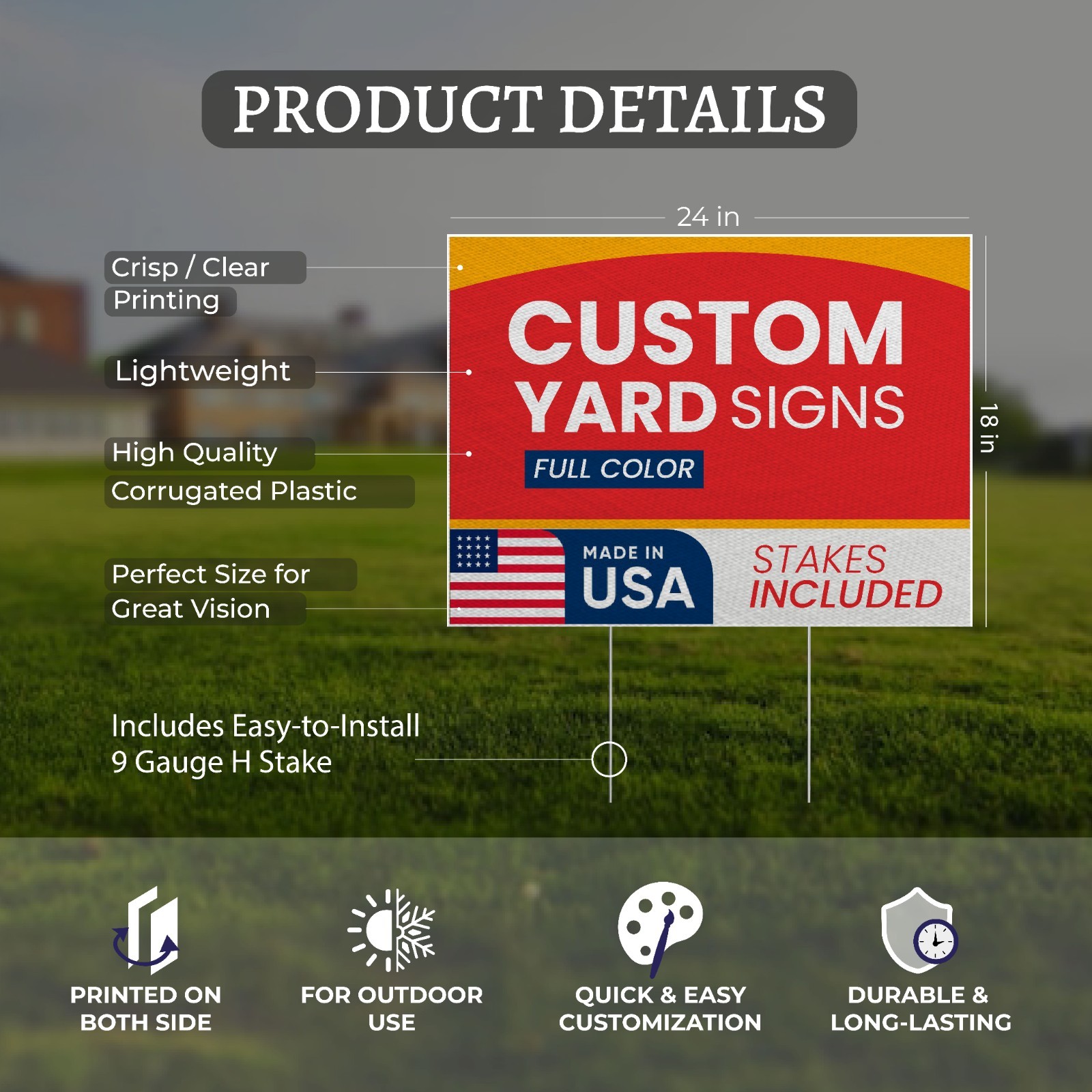 Custom Yard Signs with Metal Stakes – UV Printed Waterproof 4mm Corrugated