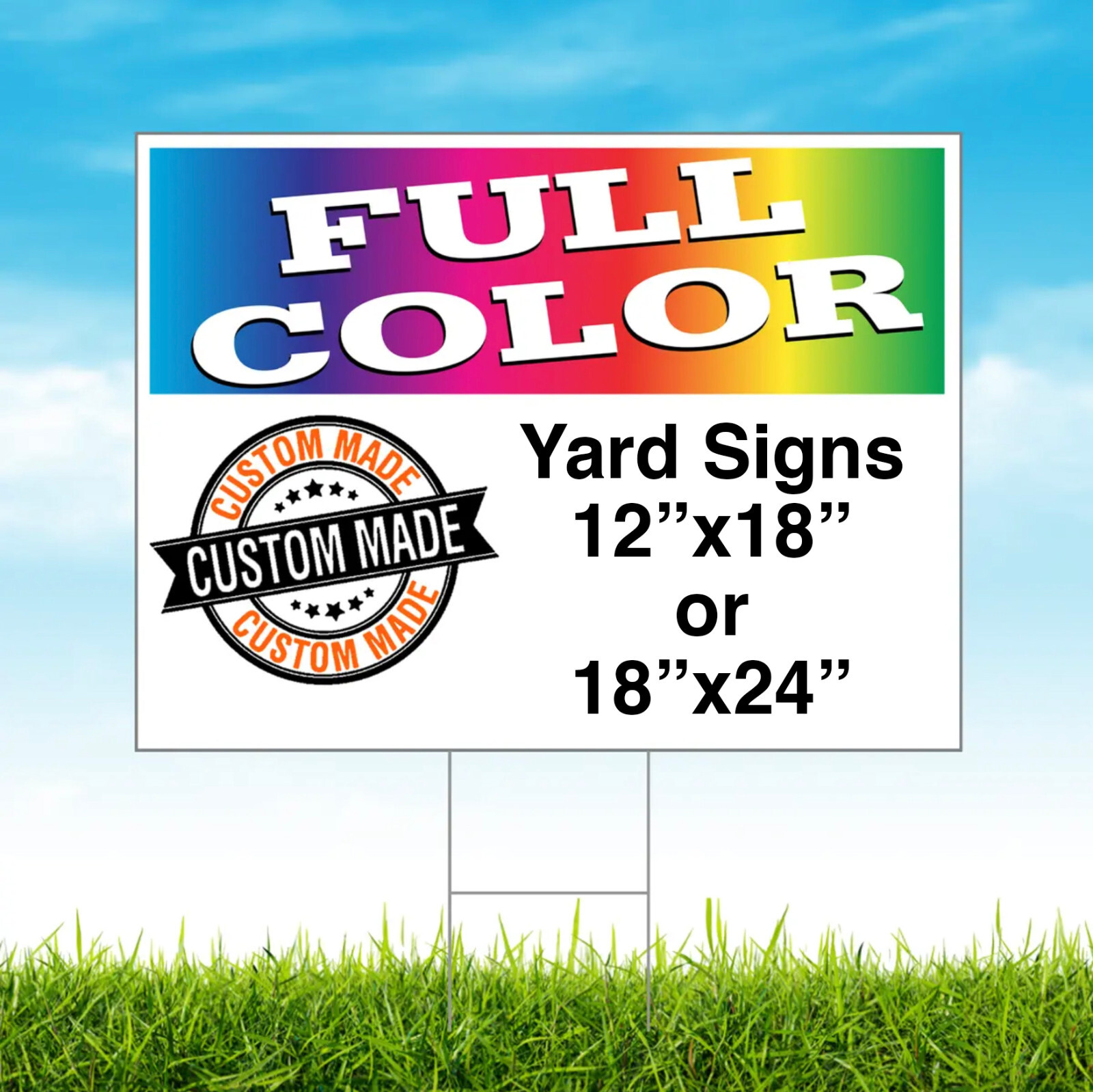 Custom YARD SIGNS Lawn Signage 12×18 / 18×24 Personalized Full Color Double Side