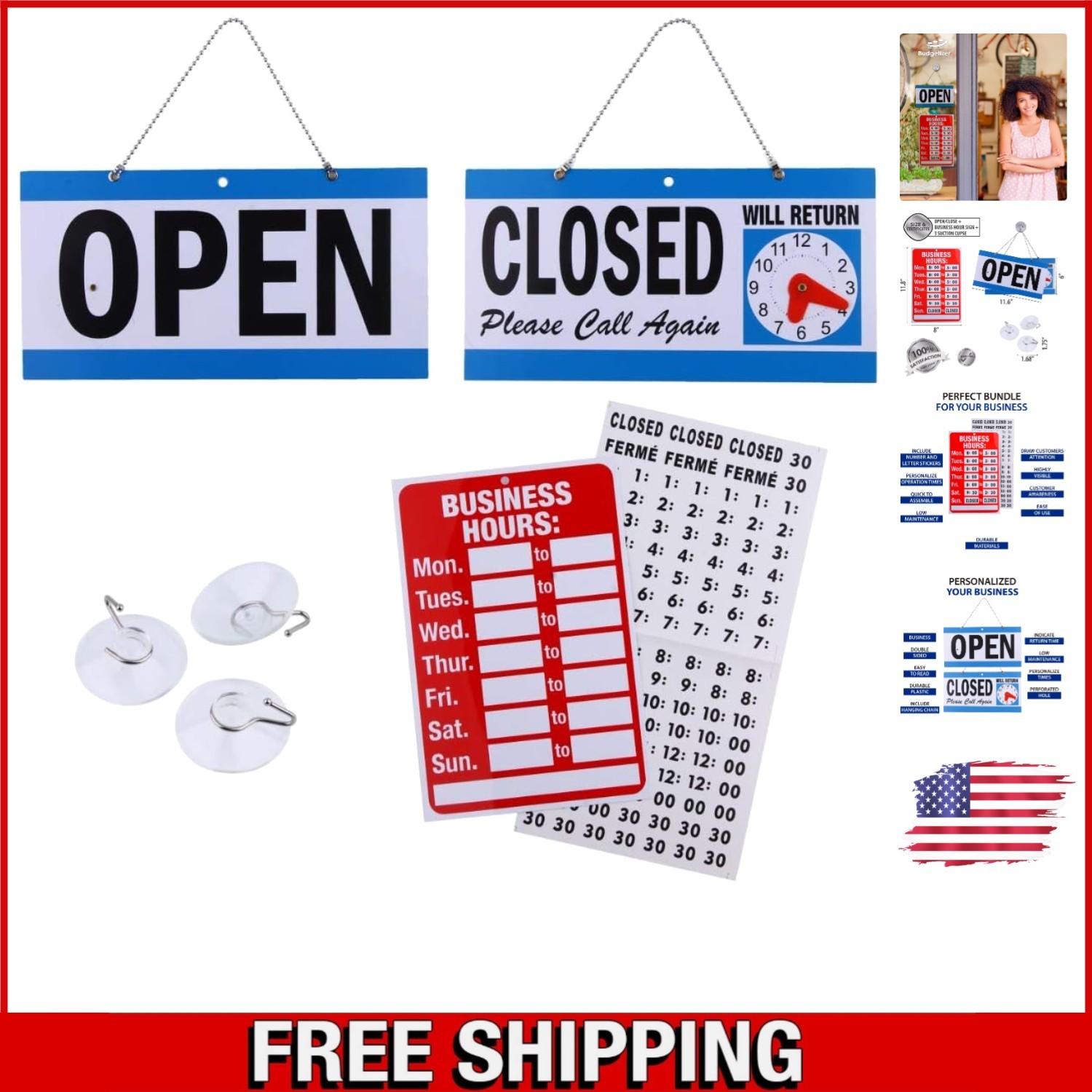 Bright and Customizable Business Hour Signs – Perfect for All Establishments