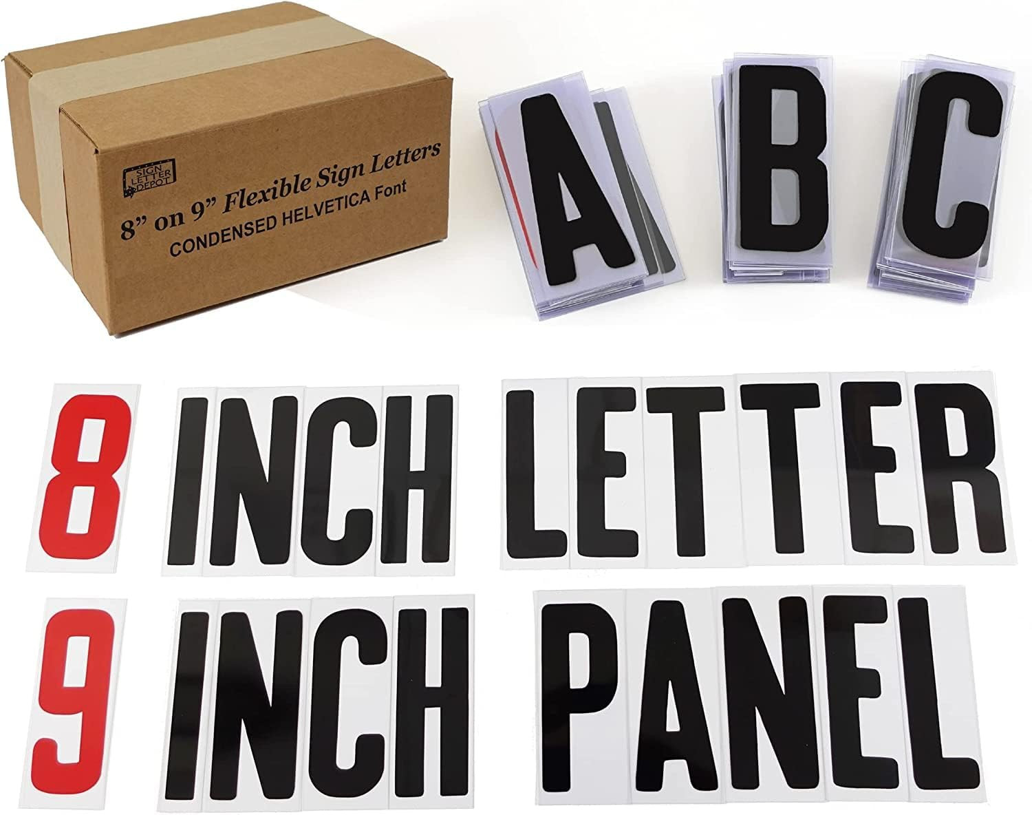 300 Pcs Marquee Sign Letters Flexible Plastic Letters on Flexible Panel 8″ & 9″