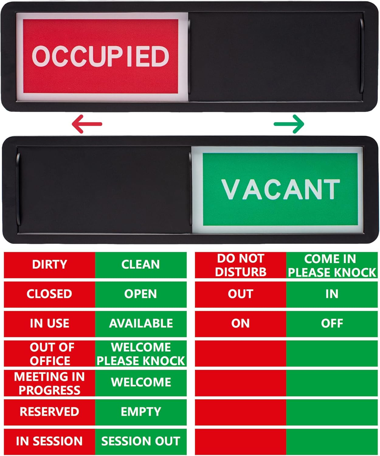 Vacant Occupied Door Sign, Custom Privacy Sliding Signs, Do Not Disturb/Out of O