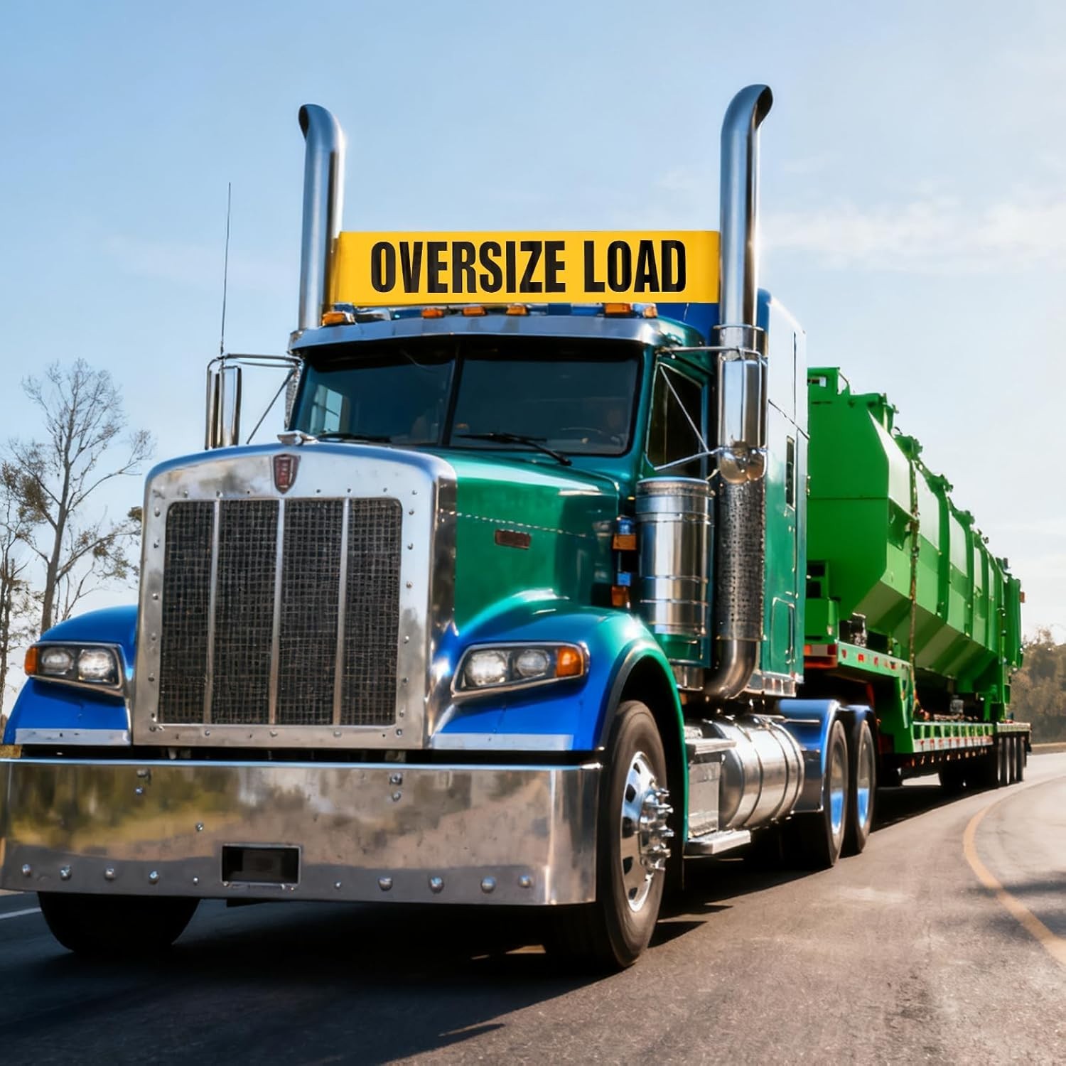 Oversize Load Sign Set for Trucks, 12×60 Inch Safety Mesh Banner, Yellow/Black