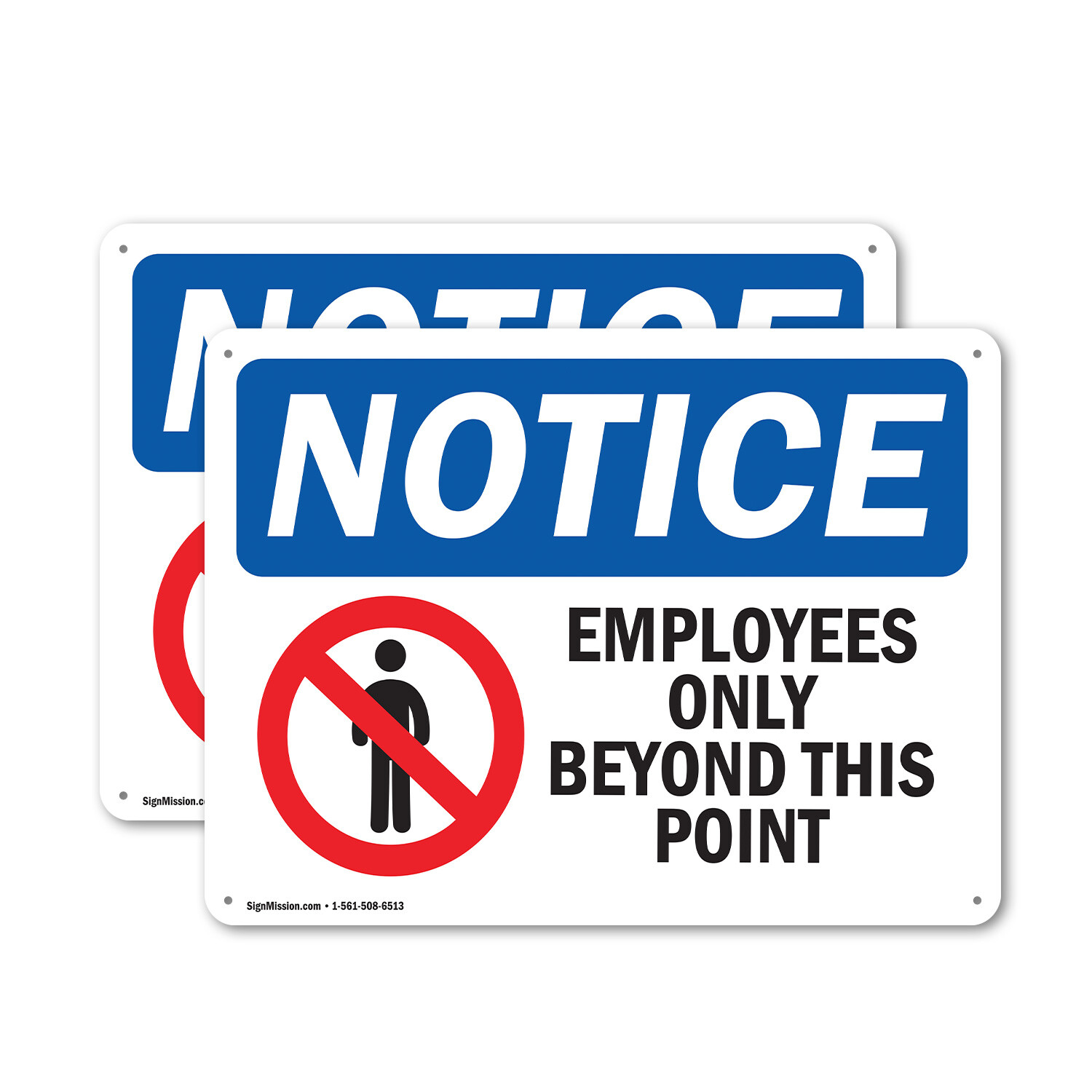 (2 Pack) Employees Only Beyond This Point OSHA Notice Sign Decal Metal Plastic