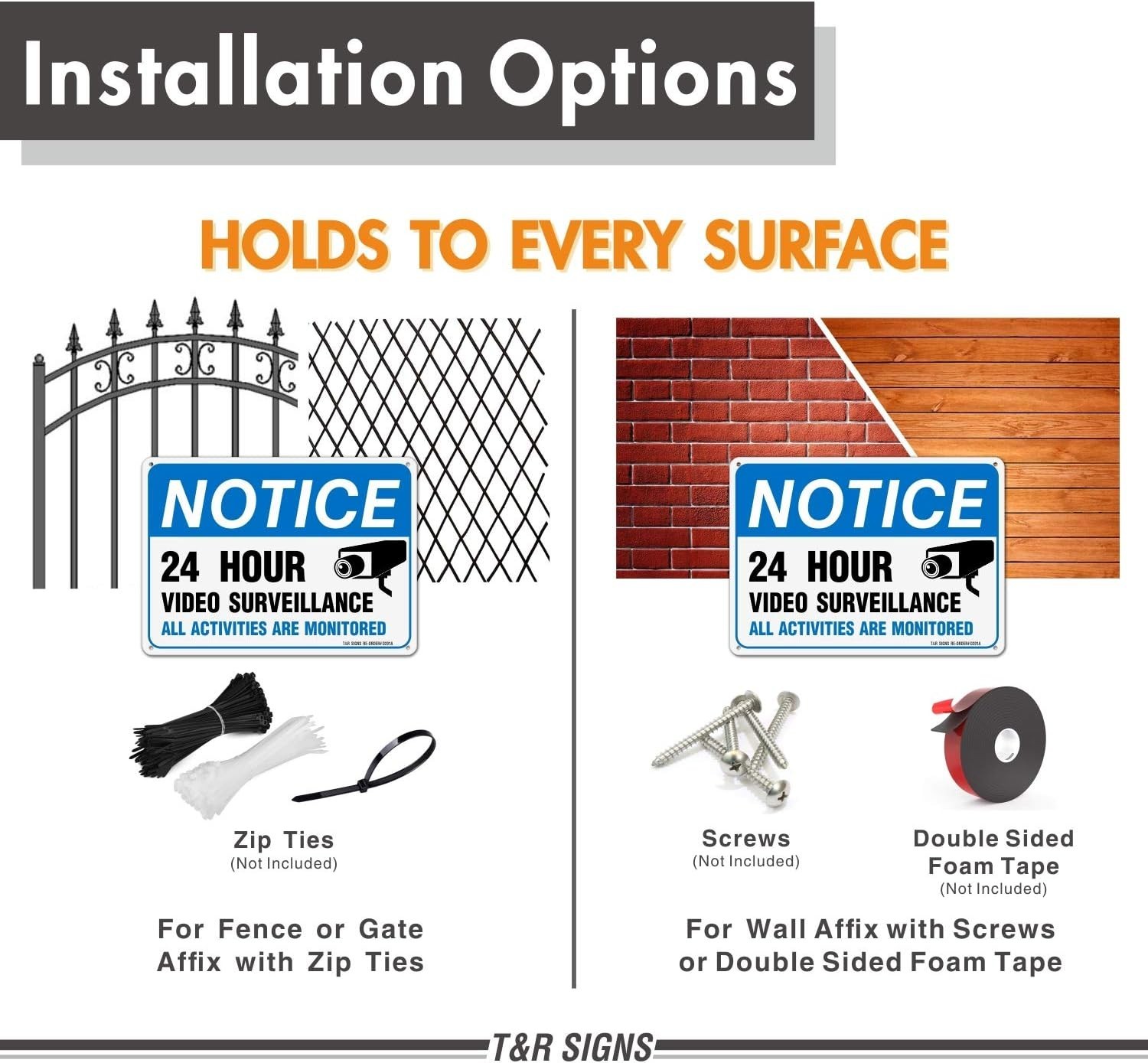 2 Pack Video Surveillance Signs 7×10″ Reflective Aluminum UV Resistant
