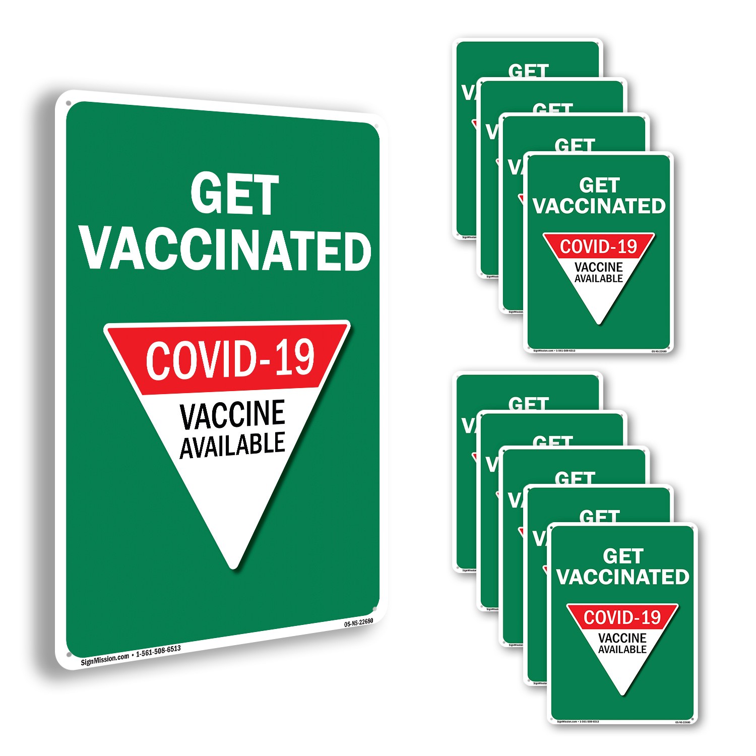 Get Vaccinated Covid-19 Vaccine Available Public Safety Sign, Decal 5 or 10 Pack