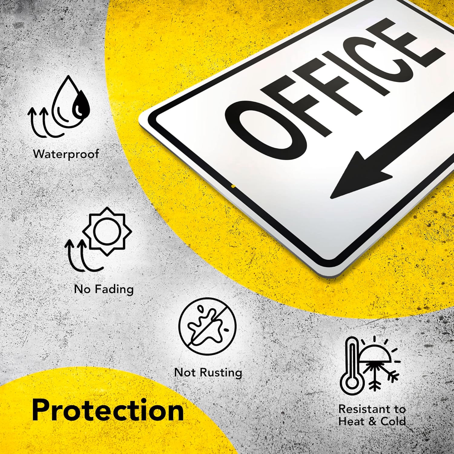 Office Sign with Left Arrow, 8X12 Reflective Aluminum Office Door Signs, UV Prot