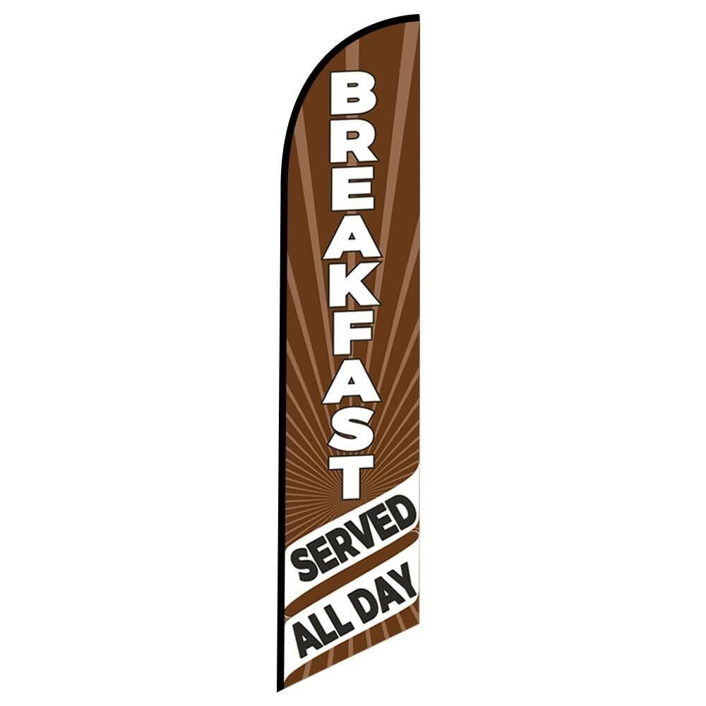 Breakfast Served All Day Swooper 12FT Feather Flag for Restaurant or Cafe…