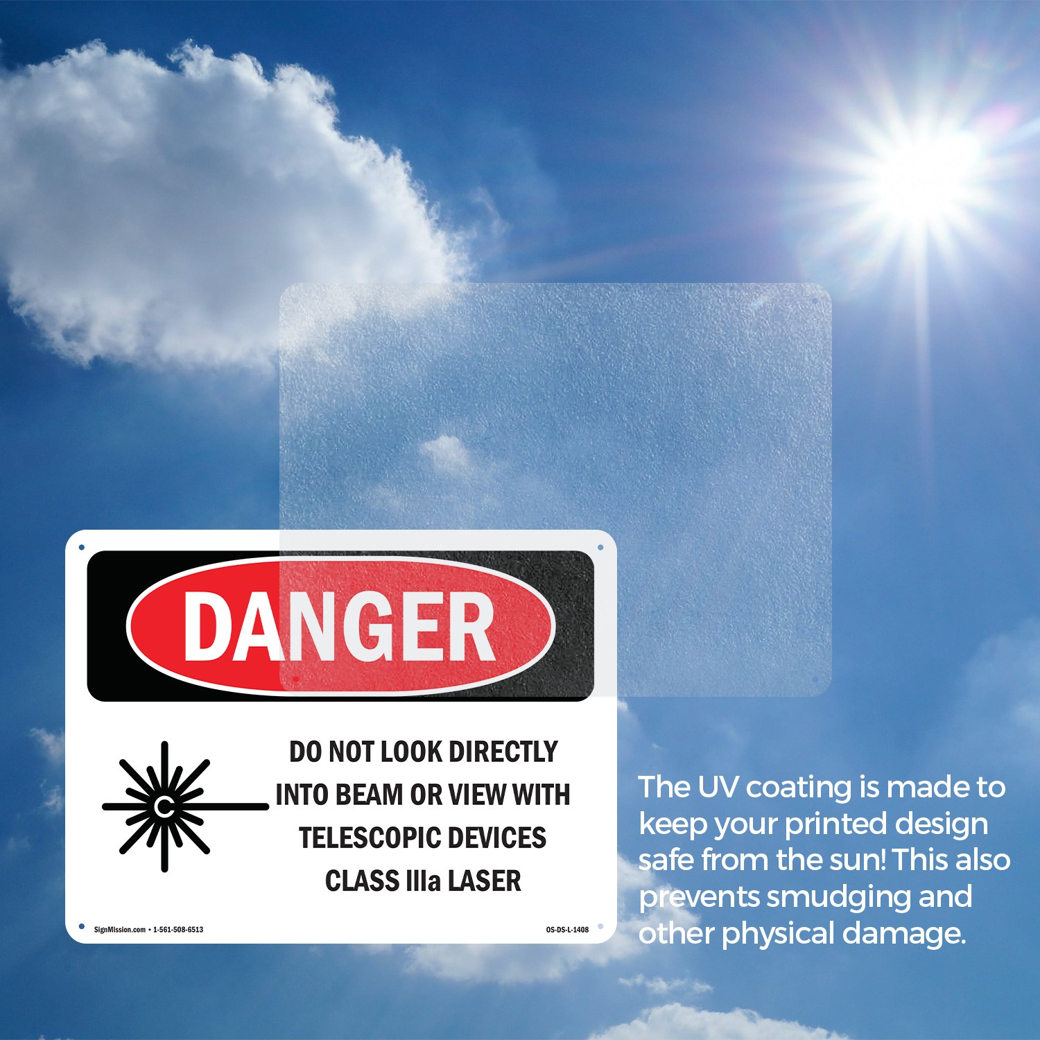 Do Not Look Directly Into Class IIIb Laser OSHA Danger Sign, Decal 5 or 10 Pack