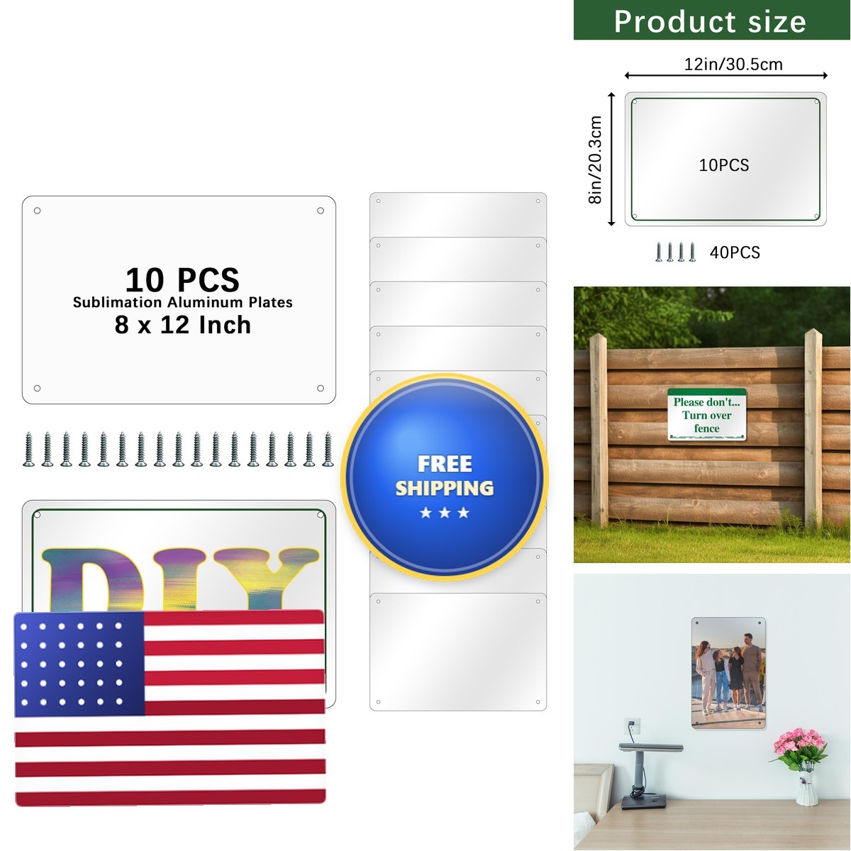 GEKIXUTP 10 Pcs Sublimation Metal Sign blanks,8X12 Inch Sublimation Sign Blanks