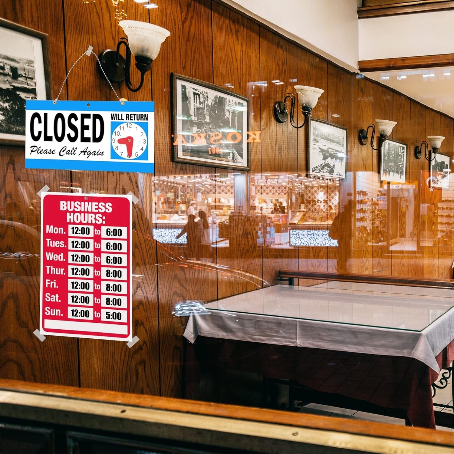 Business Hour Closed Open Sign Set – Customizable Hours of Operation – Red/White