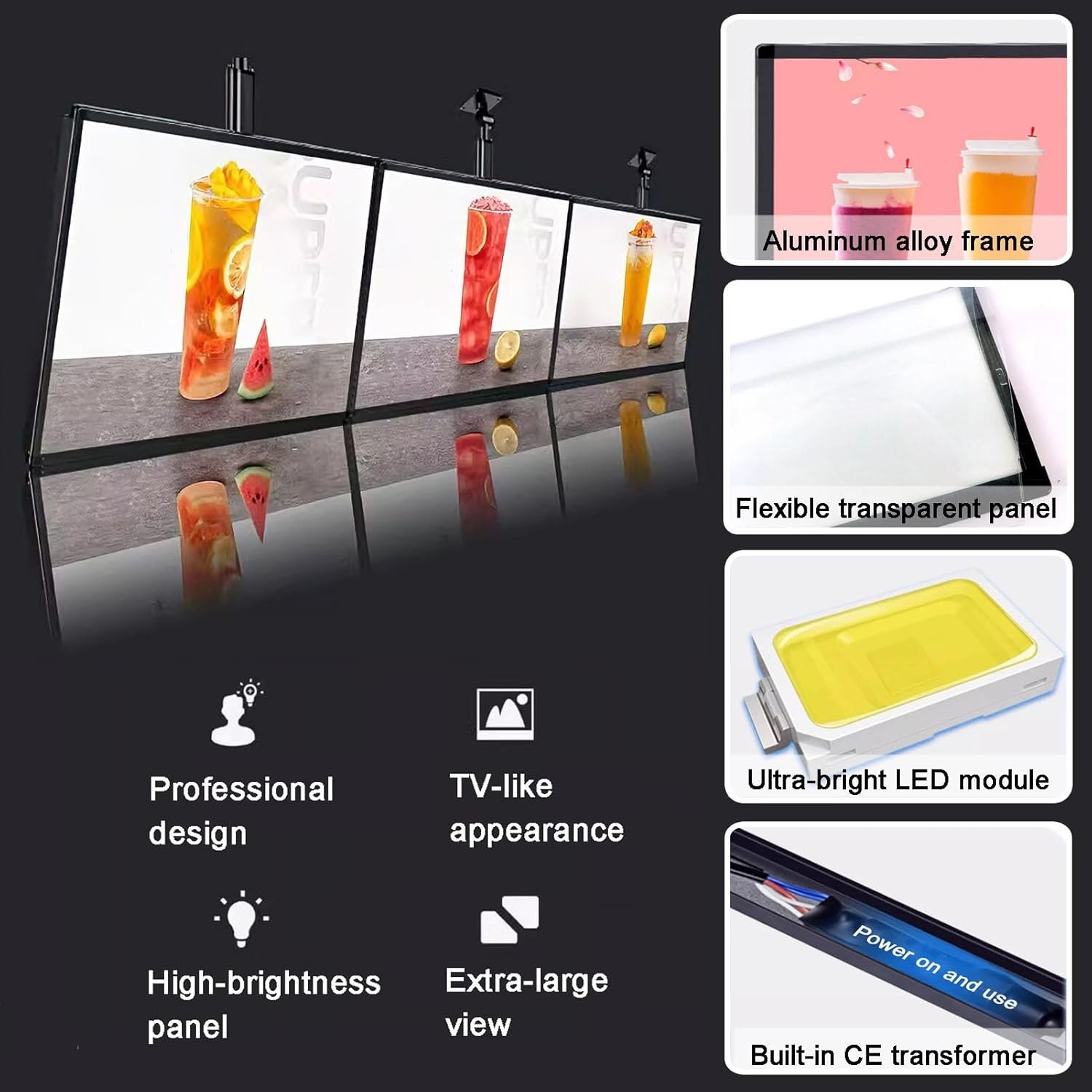 Slim LED Wall-Mounted Menu Display Light Box with 3D Snap Frame