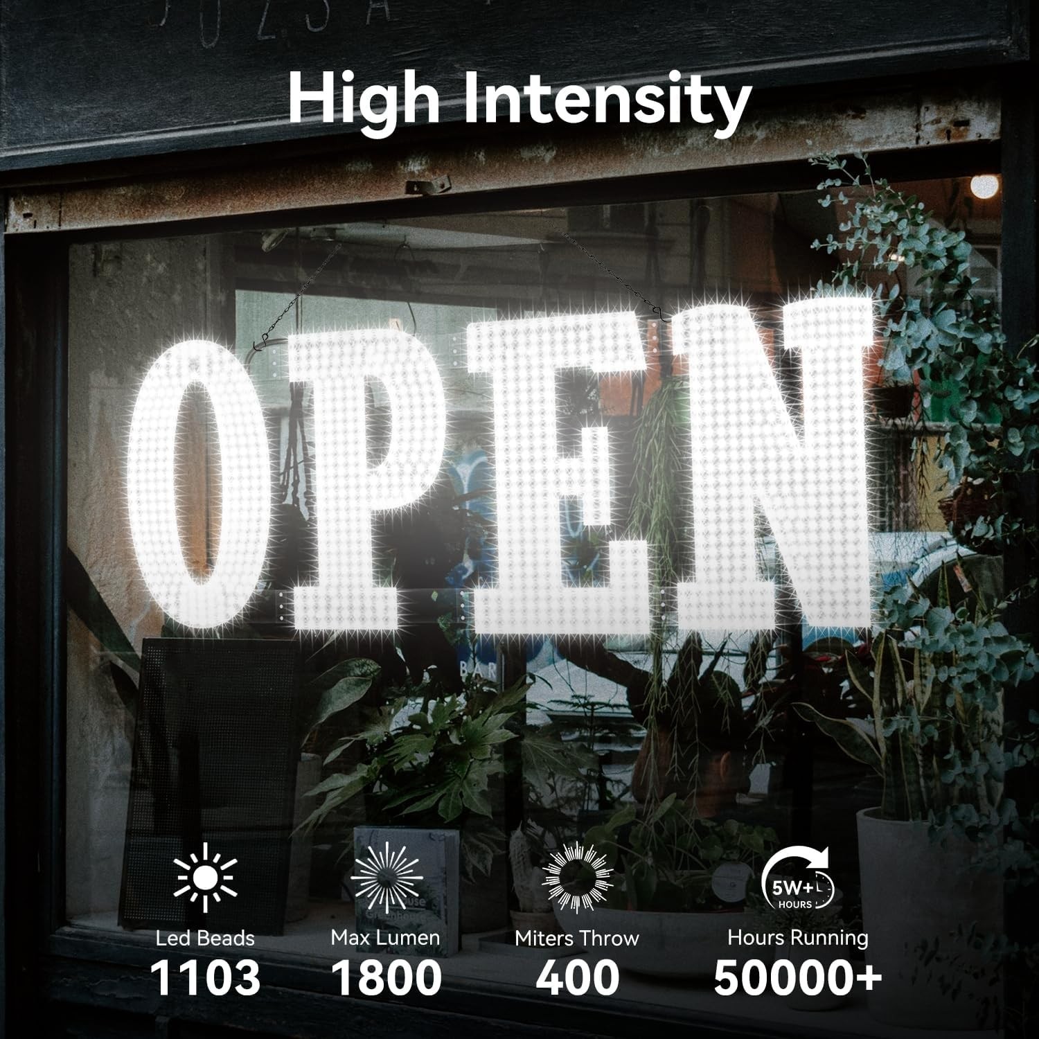 Ultra Bright 48″x16″ Large LED Open Sign for Business with Hanging Installation
