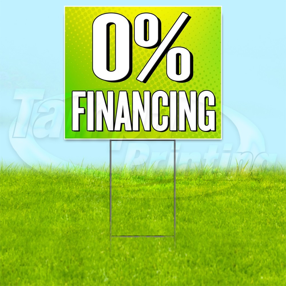 0% FINANCING 18×24 Yard Sign Plastic Corrugated WITH STAKE USA YS00274