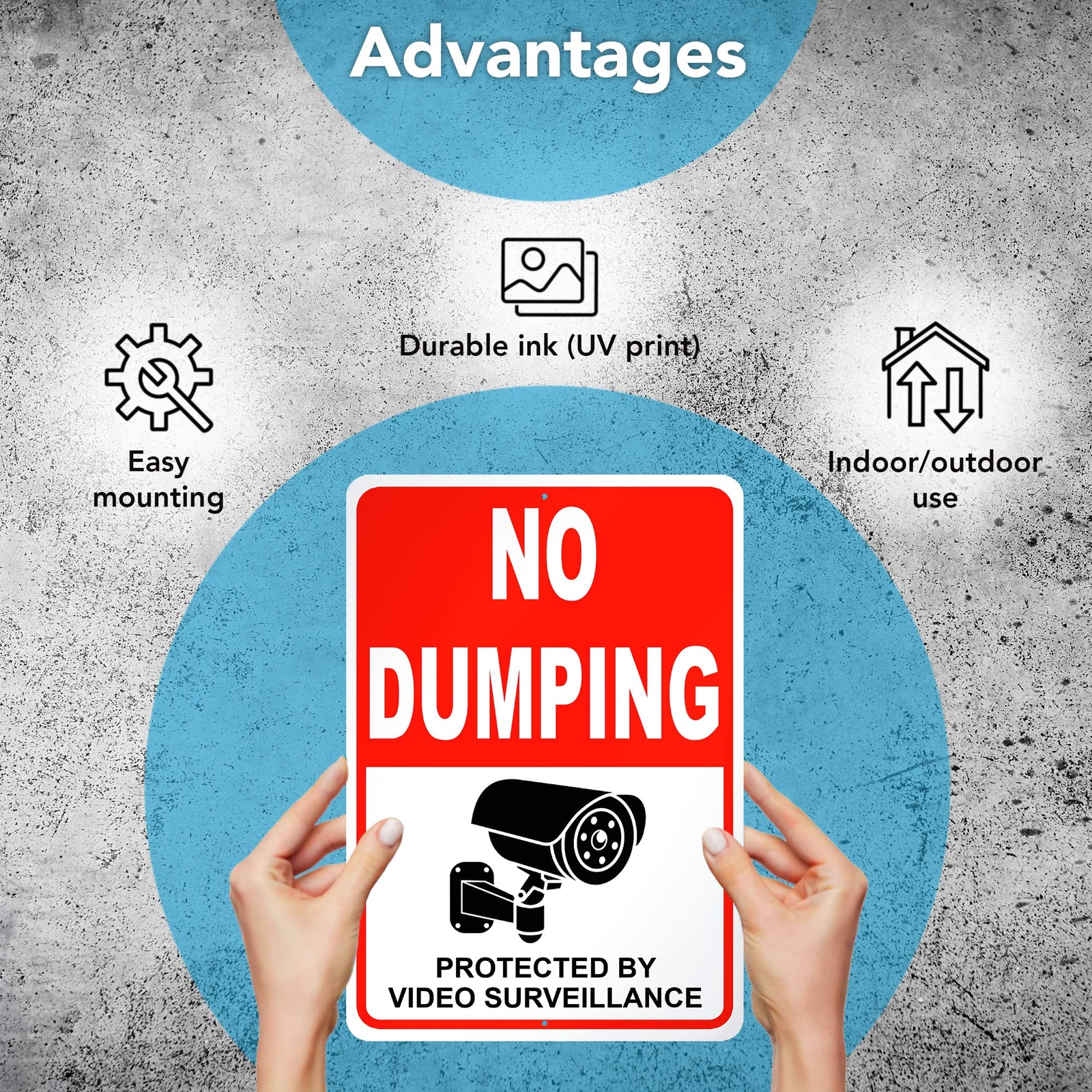 2 Pack No Dumping Aluminum Sign Rust-Free UV Protected and Weatherproof, 10×7 In