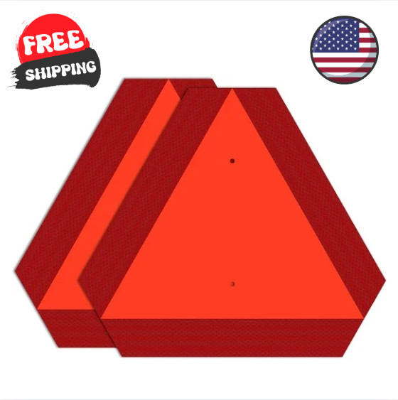 T&R Metal Slow Moving Vehicle Sign, Safety Triangle Sign – 2 Pack – 14 x16 In…