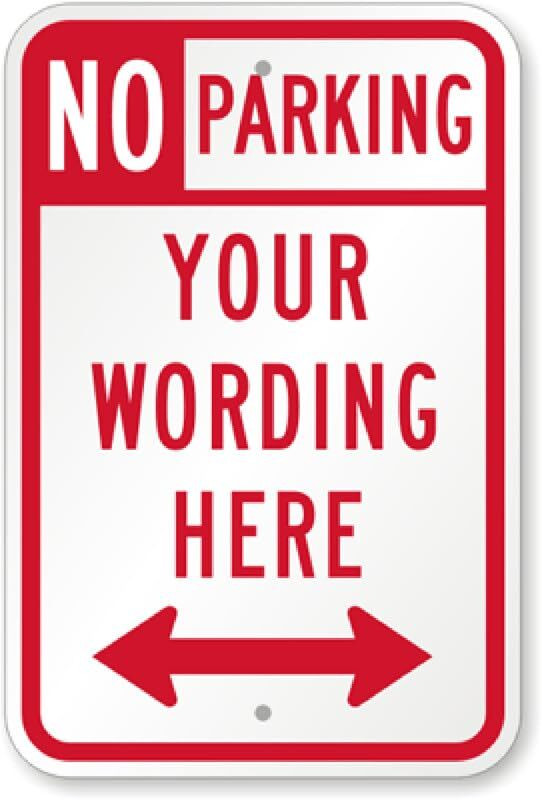 No Parking Sign Aluminum Weatherproof 8×12 Outdoor Business Arrow Metal