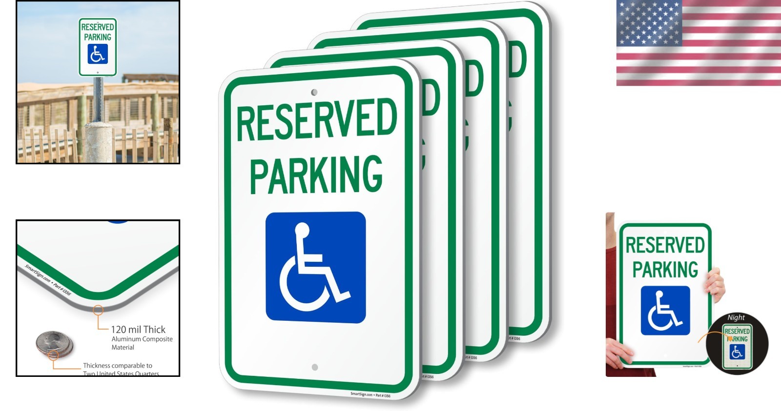 Prismatic Reflective Parking Signs, Pack of 4