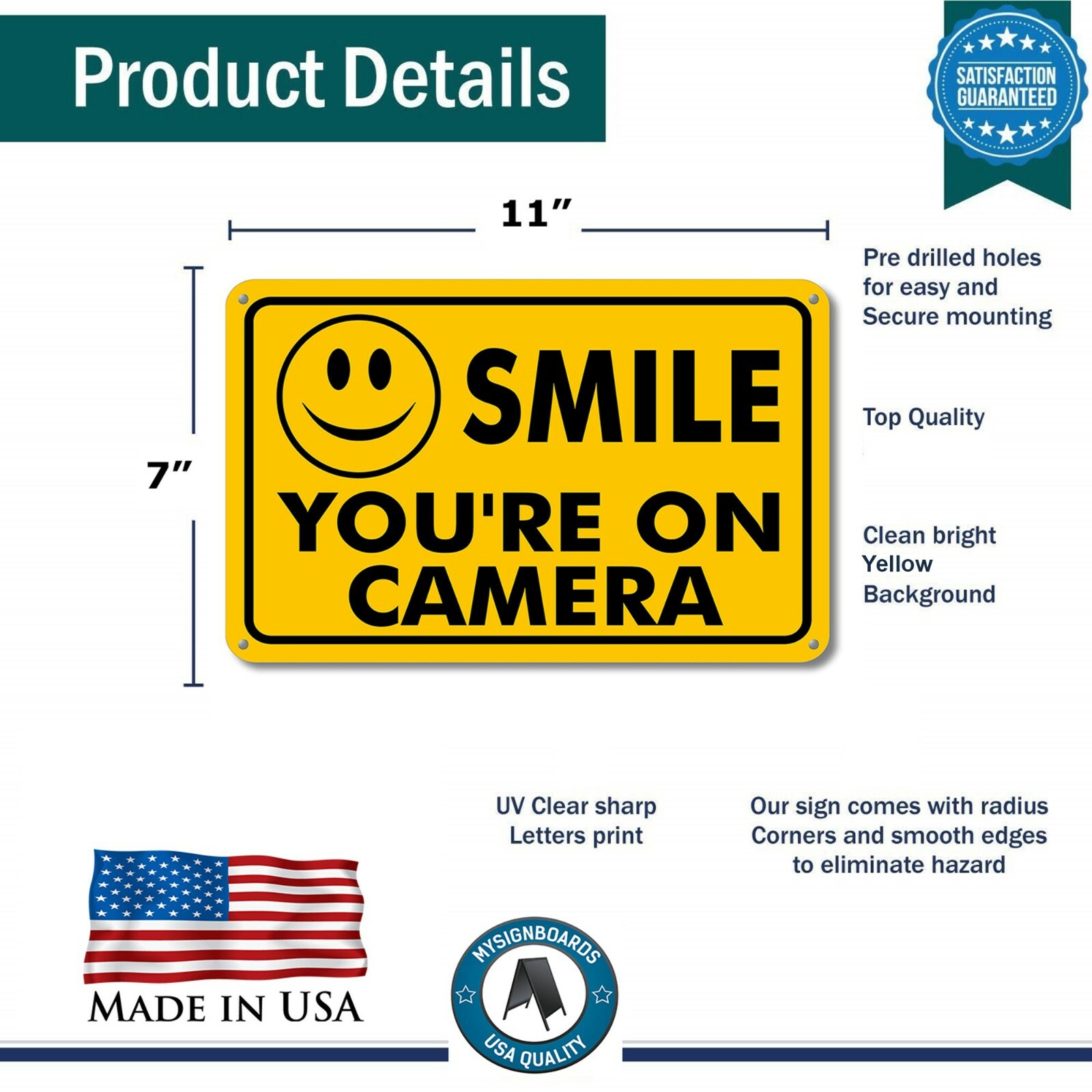 NEW SMILE YOU’RE ON CAMERA SECURITY WATERPROOF BUSINESS YELLOW SIGN VIDEO CCTV