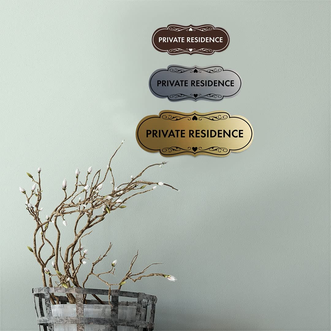 1 Pack Medium Black Gold Designer Private Residence Sign Home Security