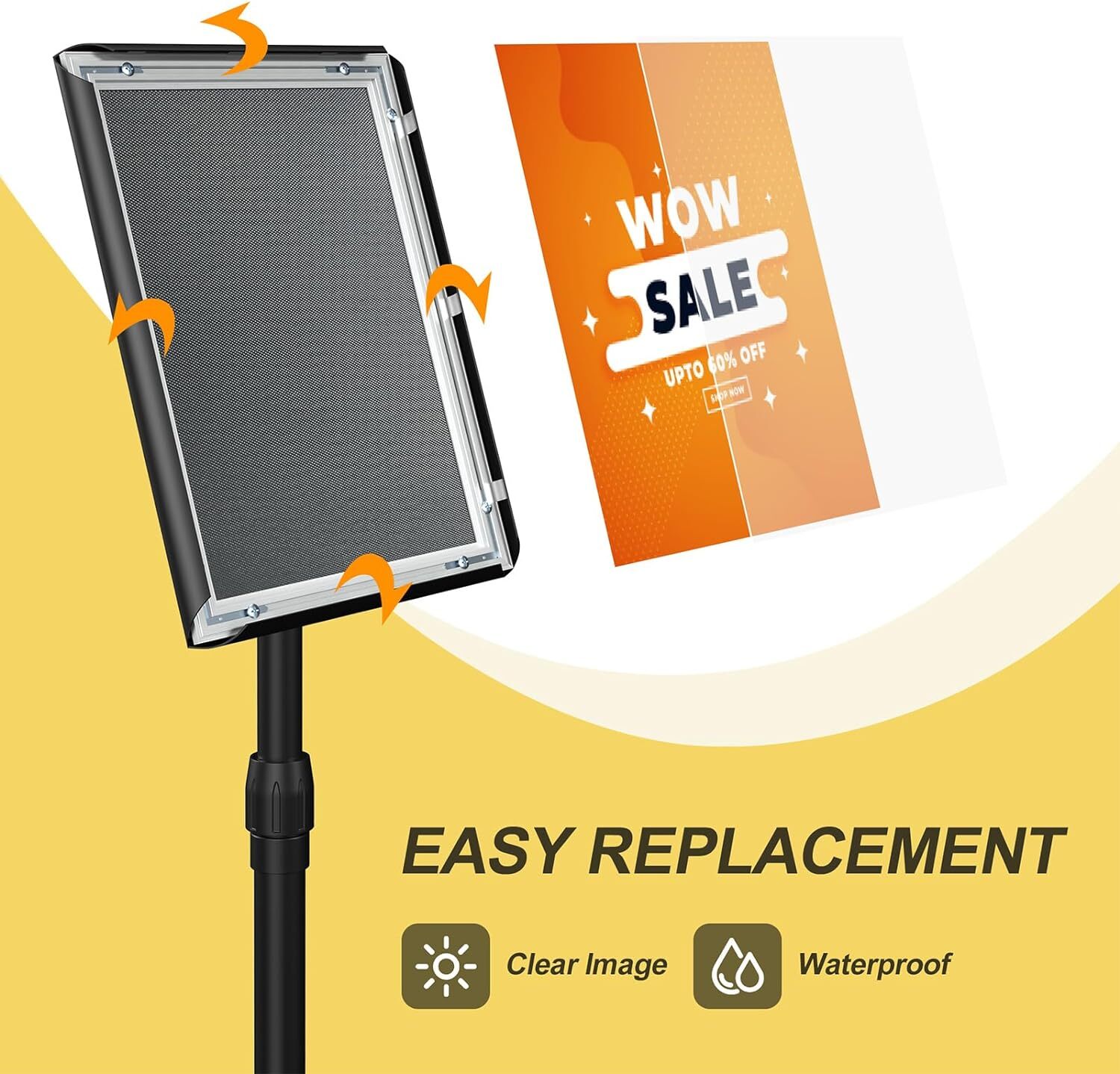 Relx Sign Holder Stand 8.5×11 inch – Adjustable Floor Standing black